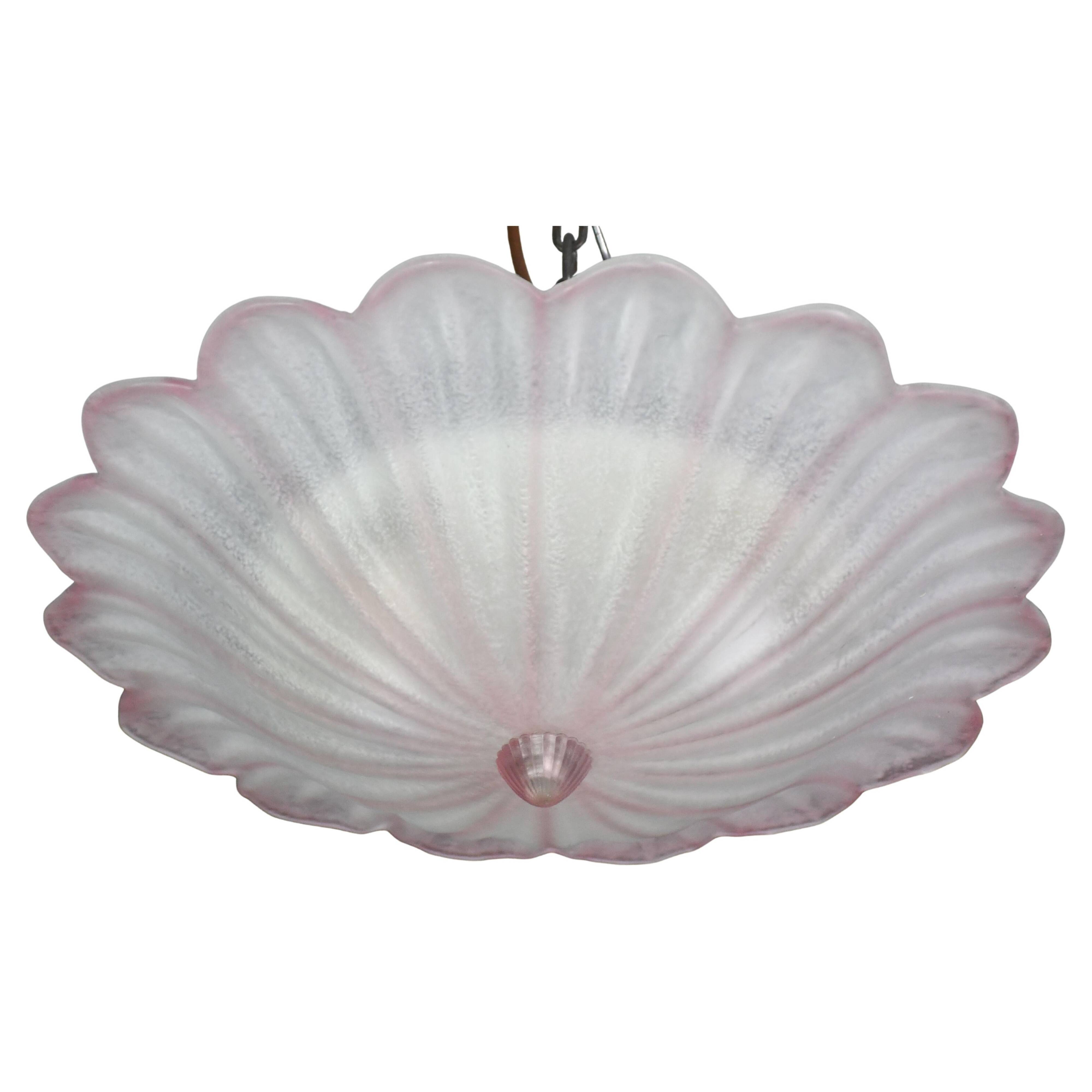 Precious Italian pink Murano glass ceiling fixture, Murano, 1970