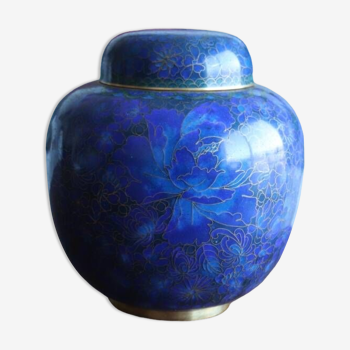 Ginger pot in blue cloisonné enamels