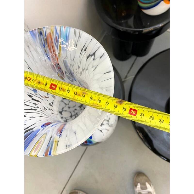 Set of 2 contemporany vases murrine sphere in murano style glass with multicolored murrine like veni