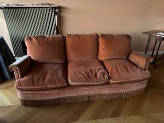Vintage terrcota velvet 3-seater sofa from the 60s/70s