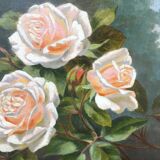 Painting "Gardened Rose Jetty" Flowers by Pierre Jules BROCQ (1811-?)