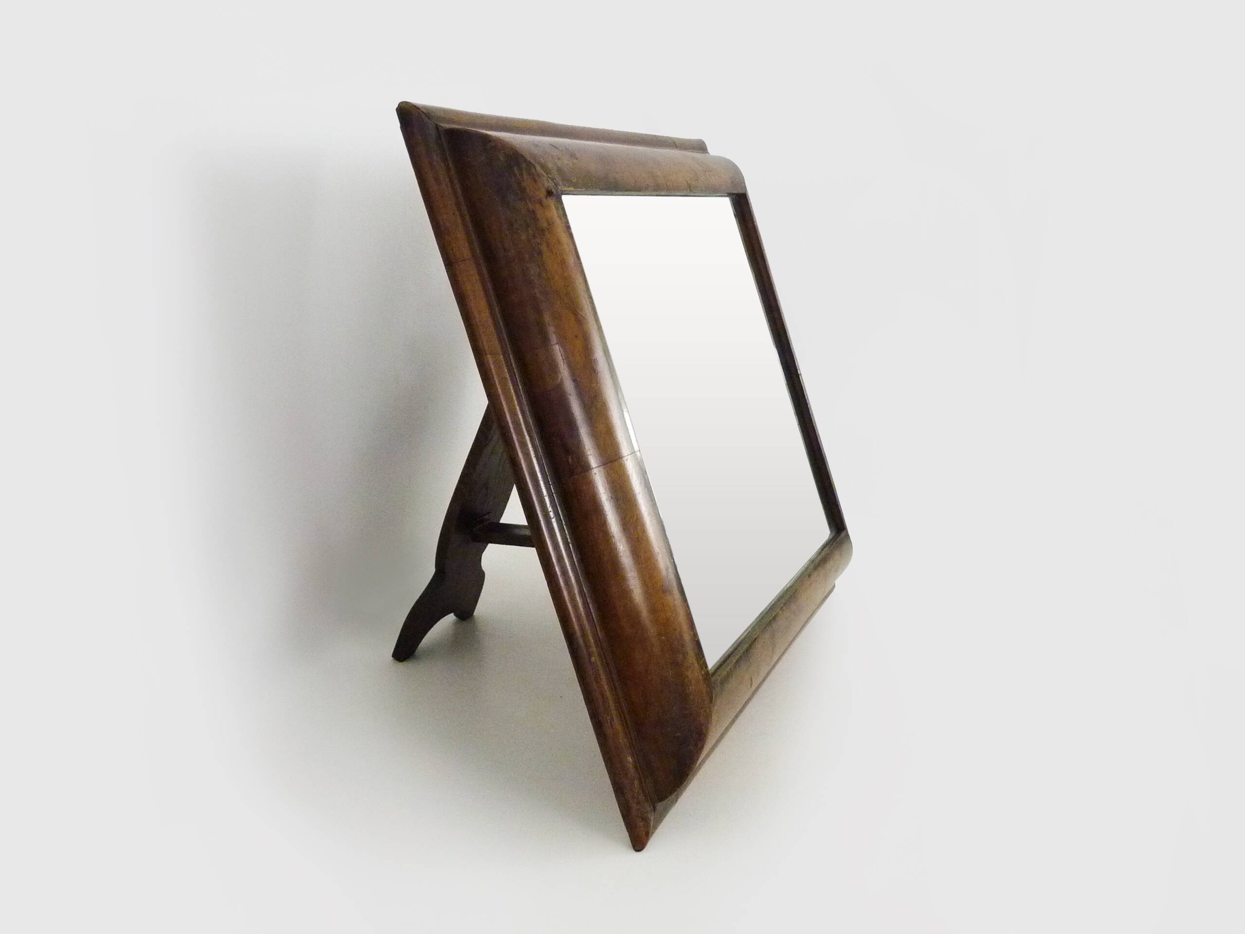 Very large Psyche Mirror in walnut wood. Orthodox bible mirror. 19th century. 53X63 cm - 20.86X24