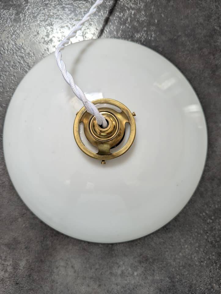 Old hanging lampshade white opaline Art Deco 1930 Ø 25.8 cm TBE