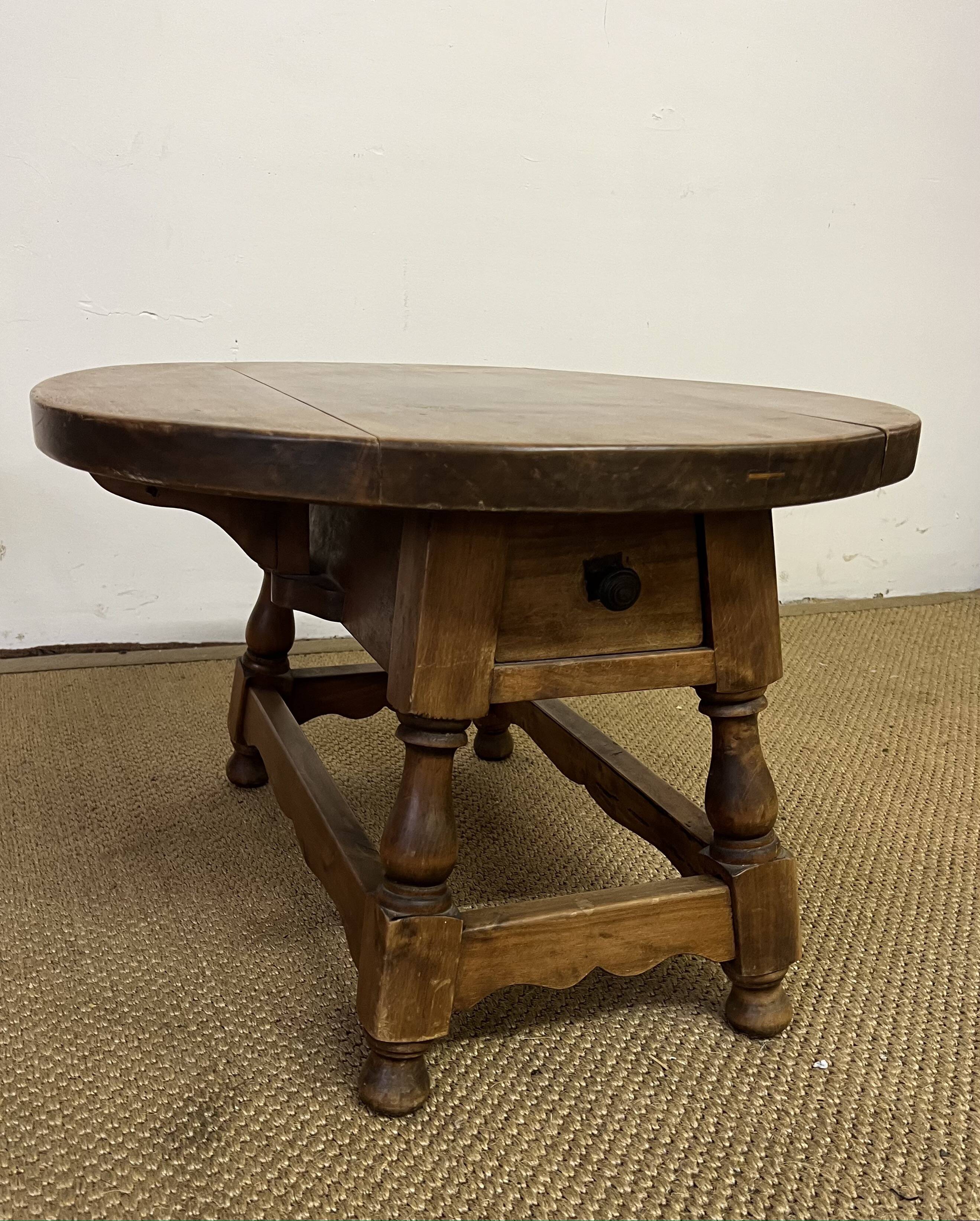 Round wooden coffee table