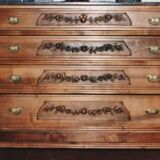 1900 cherry chest of drawers with red marble