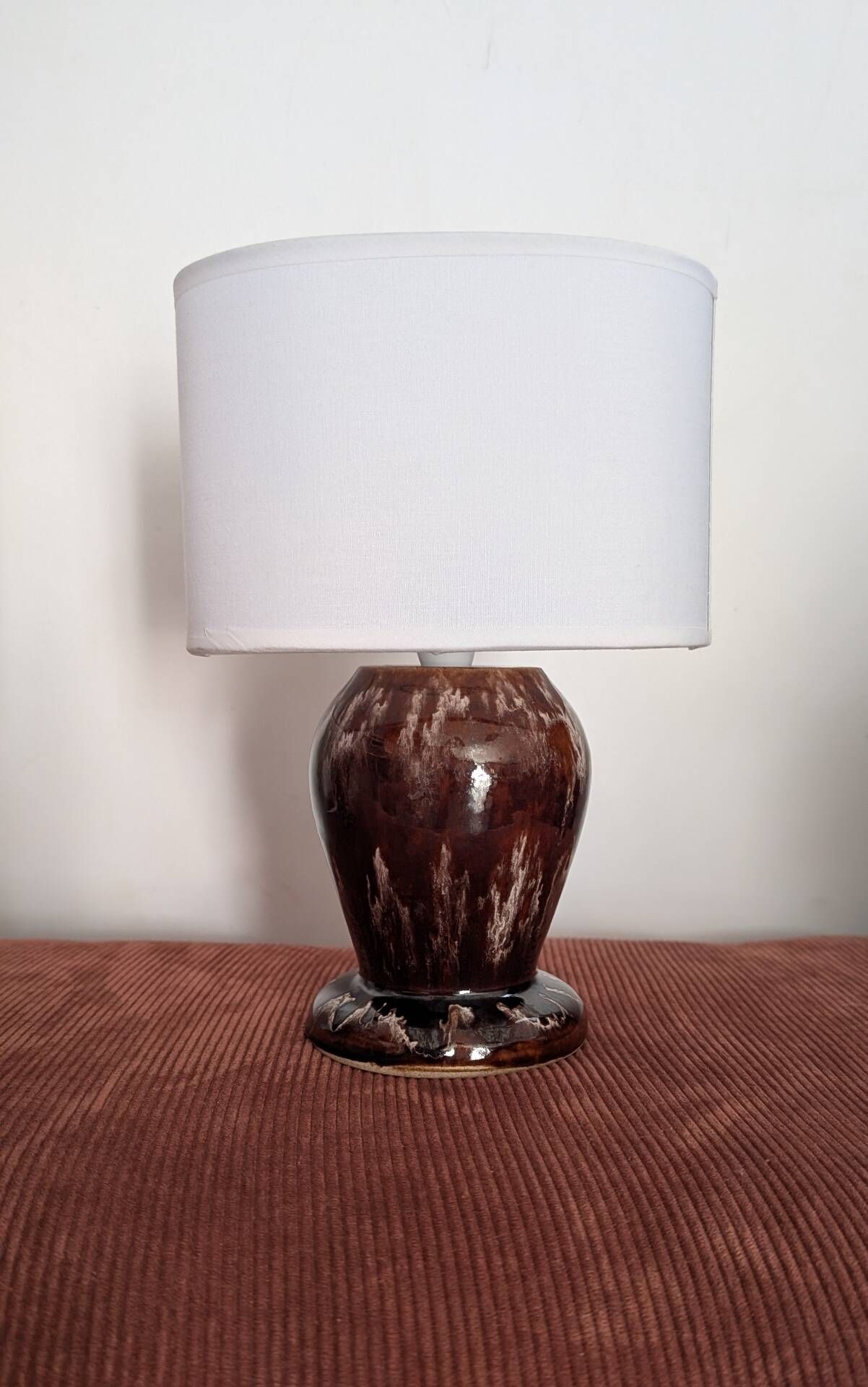 Pair of vintage 70s ceramic bedside lamps – Glazed enamels & e