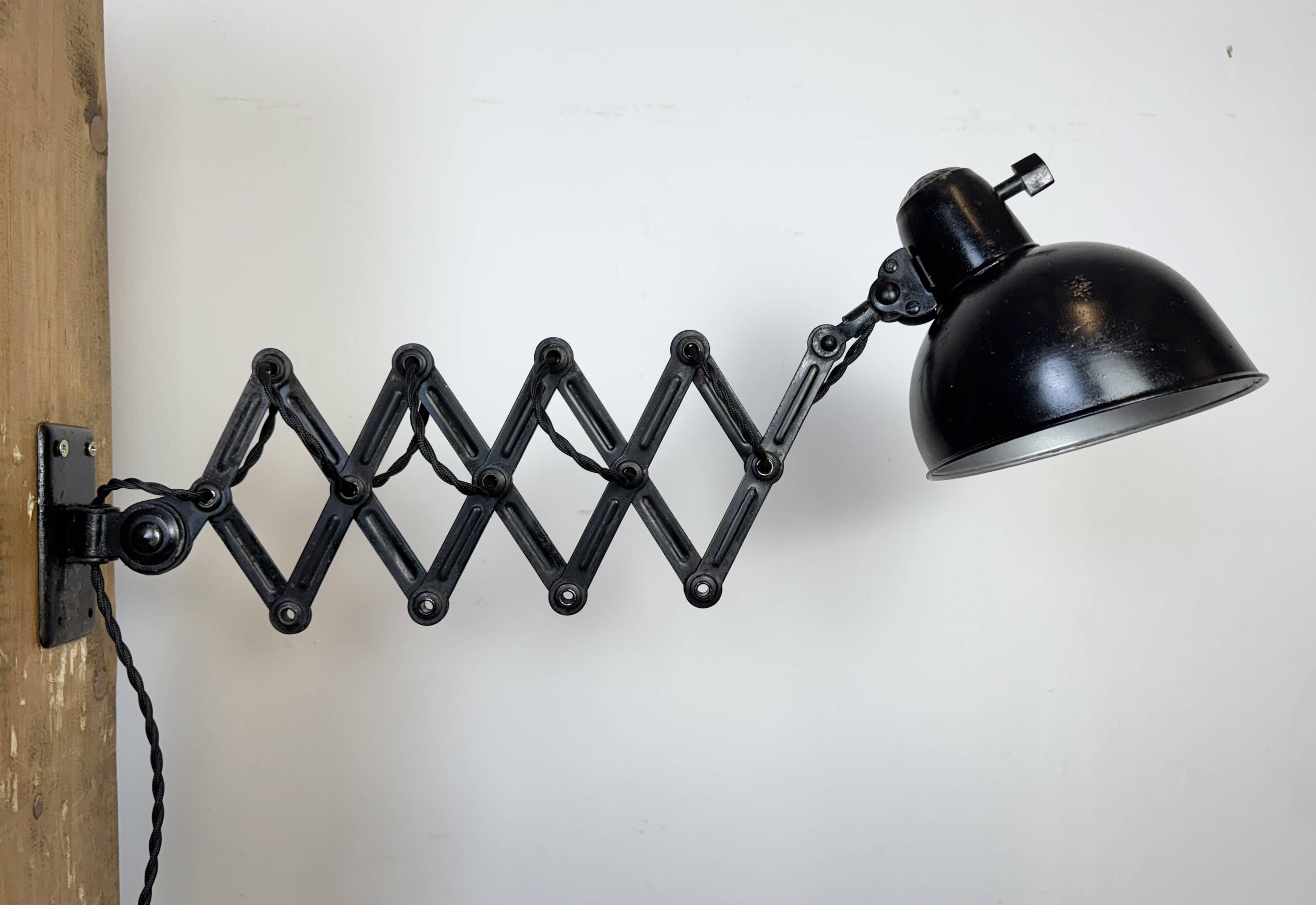 Black Industrial Bauhaus Scissor Wall Lamp from Kaiser Idell, 1930s
