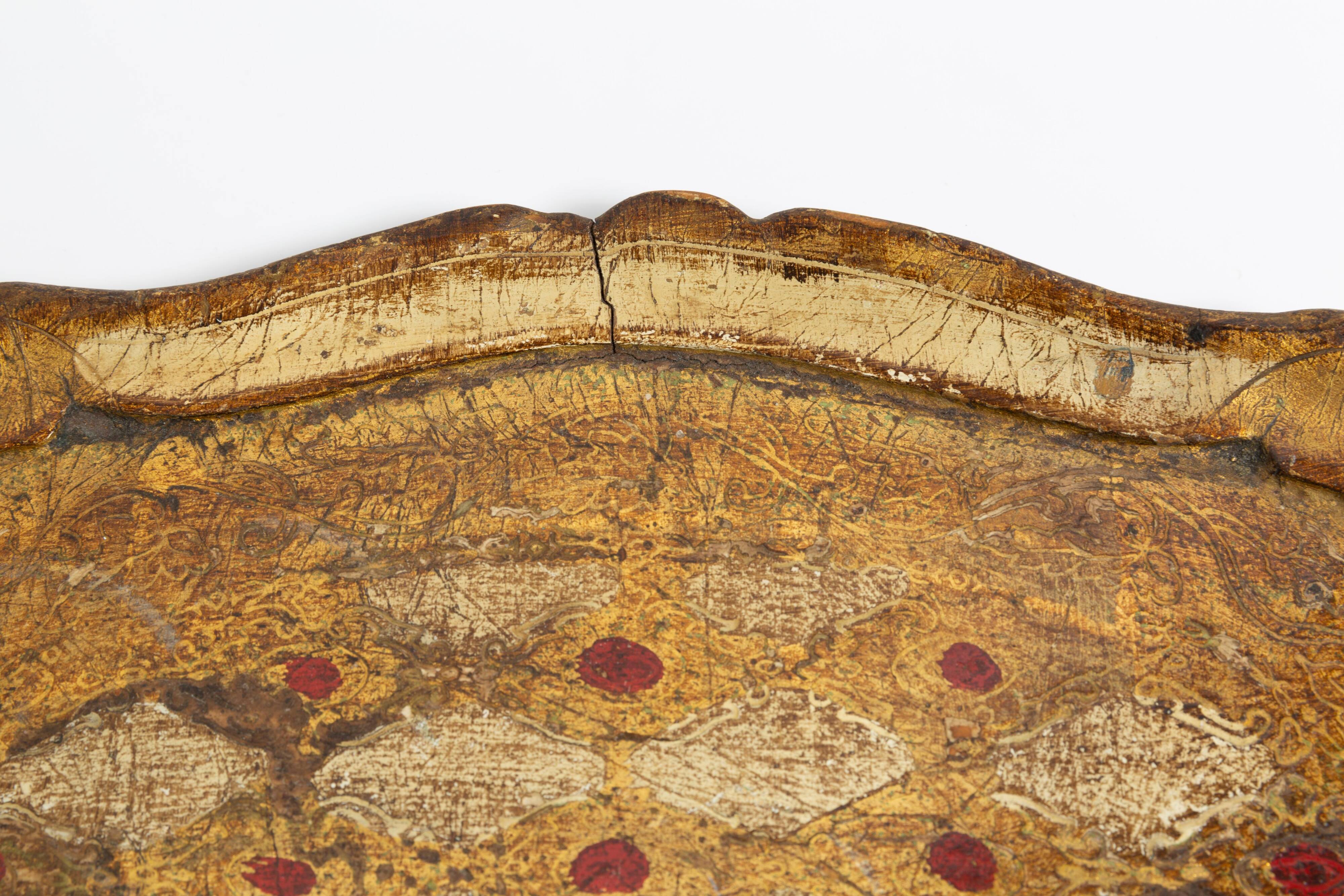 Vintage beige wooden decorative plate, Italy, 1960s