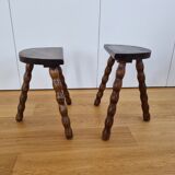 Pair of tripod farm milking stools