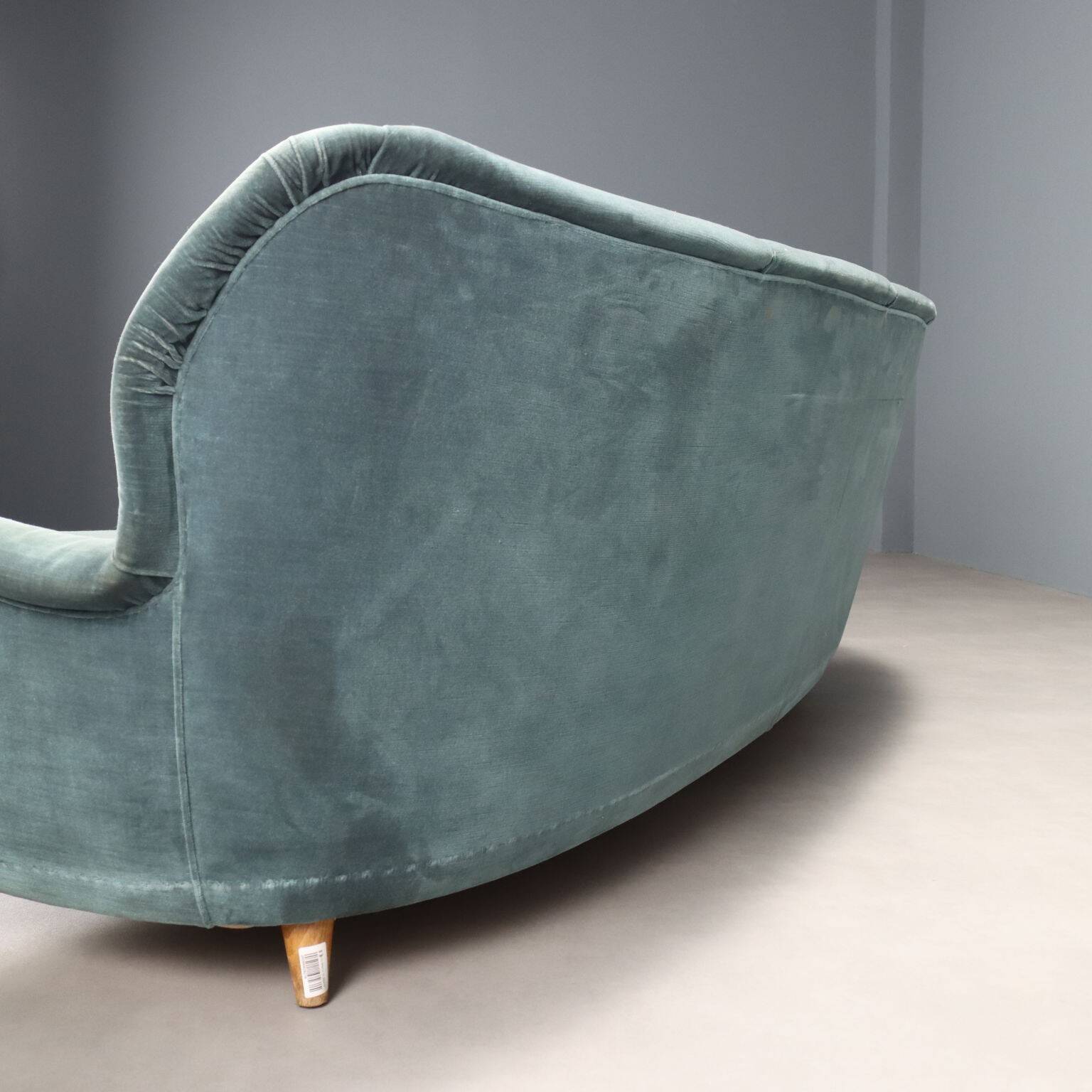 Original vintage designer bean-shaped velvet sofa from the 1950s-60s