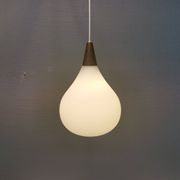 Large hanging lamp in white opal glass with brass top. Danish and estimated from the 1970s.