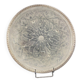 Plat circulaire en verre Art Déco signé Lorrain monture en argent massif minerve