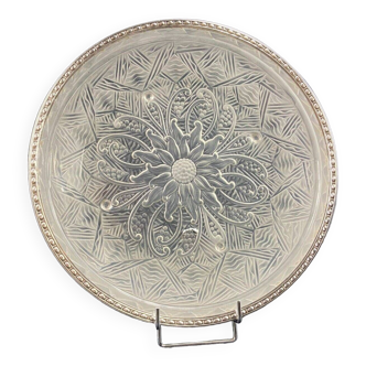 Circular Art Deco glass dish signed Lorrain, solid silver neck brace