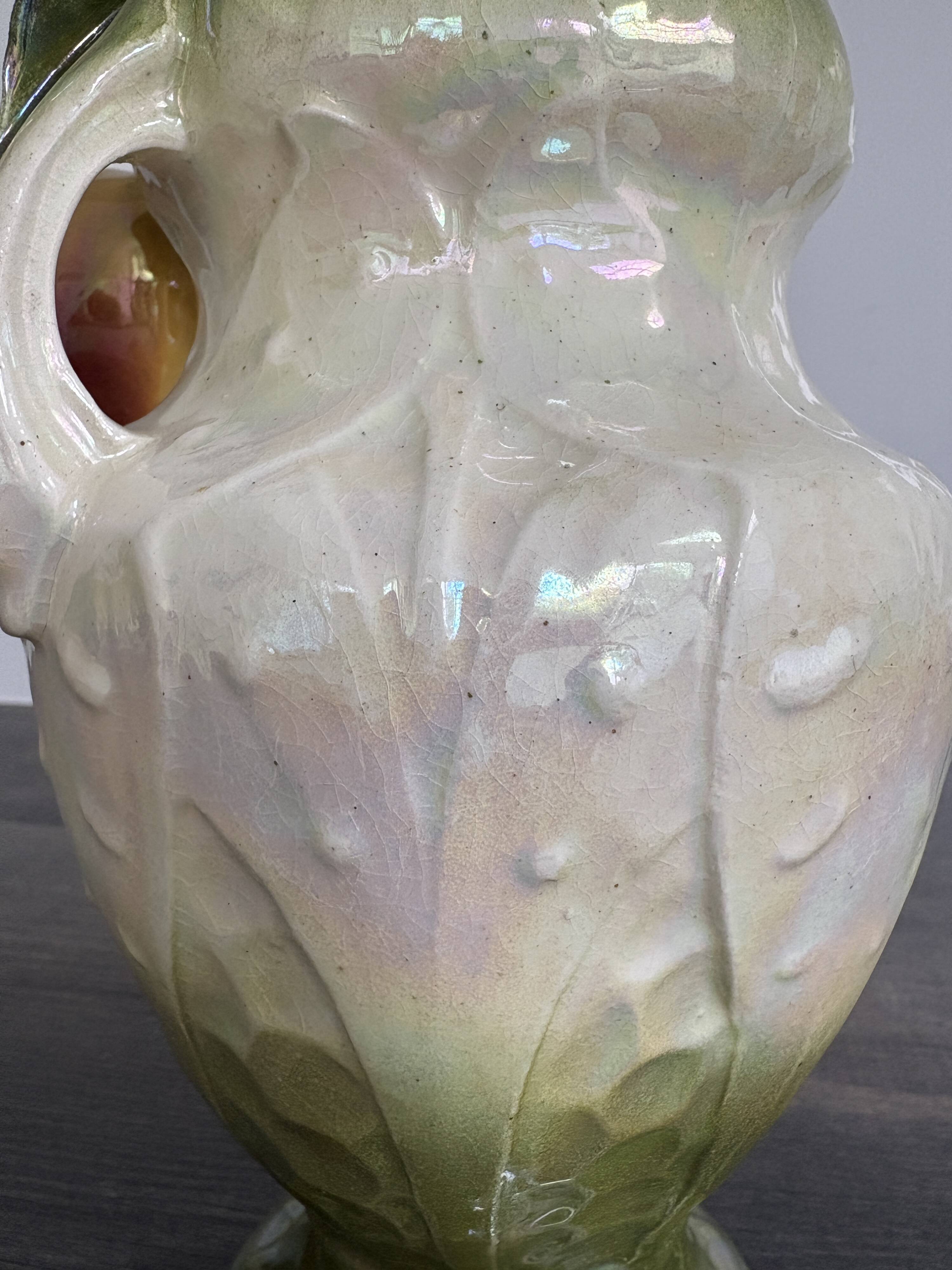 Art Nouveau ceramic vase – fruit and flower decoration