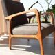 Fauteuil en bois et tissu marron, 1960