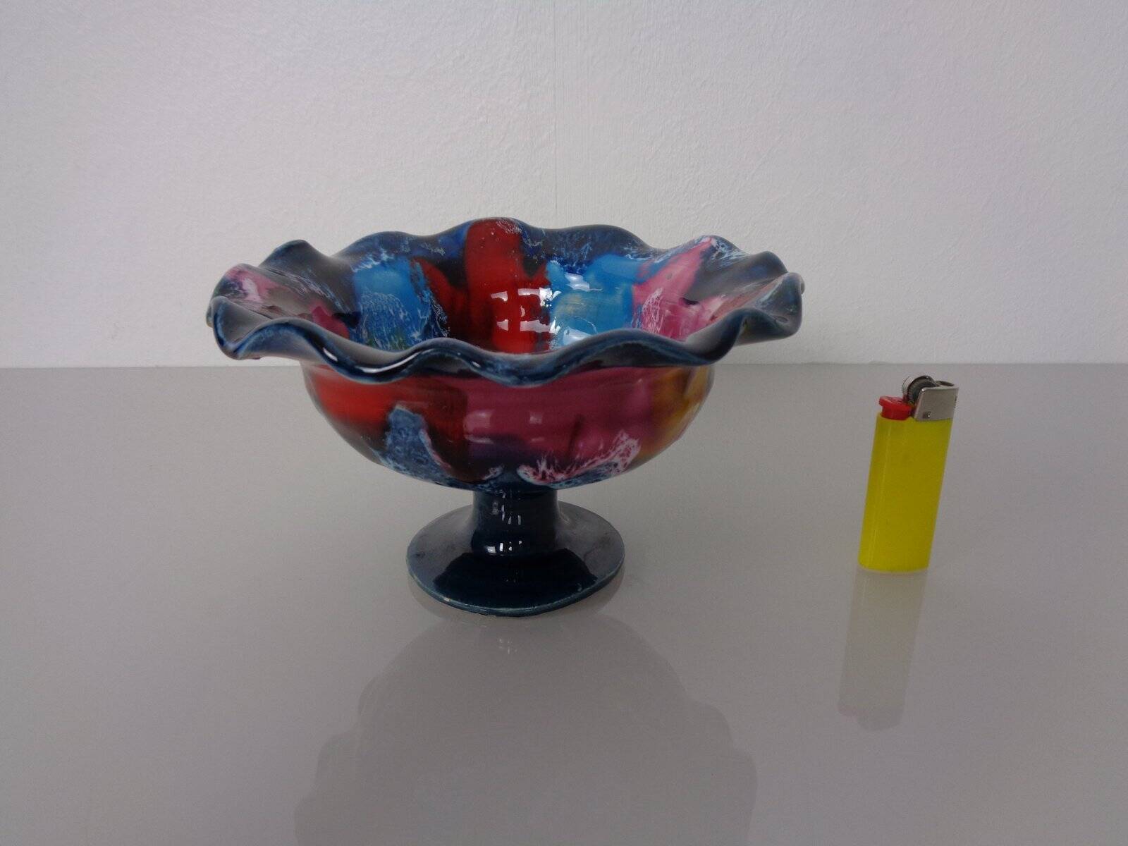 French multicoloured studio ceramic bowl from Vallauris, 1970s