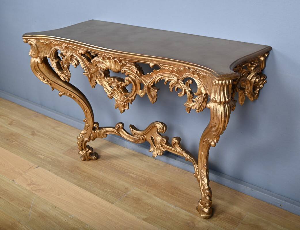 Important wall console in gilded wood, Louis XV style – Mid 20th century