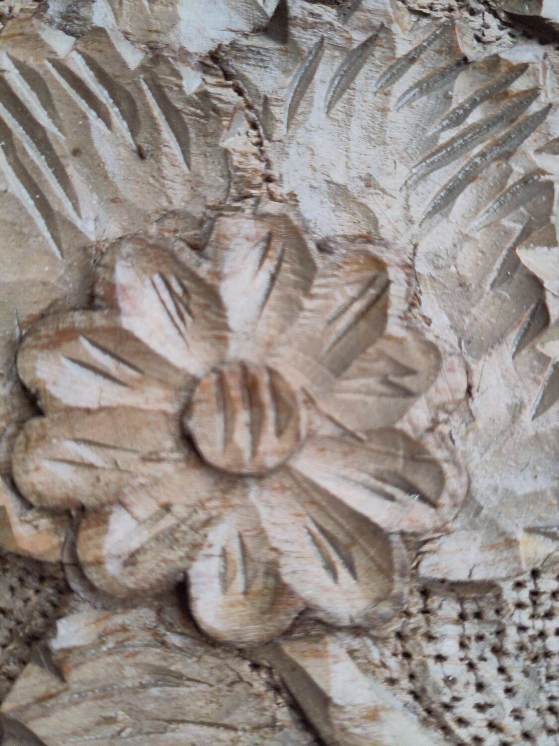 Round carved wooden dish