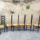 6 straw chairs with high backs