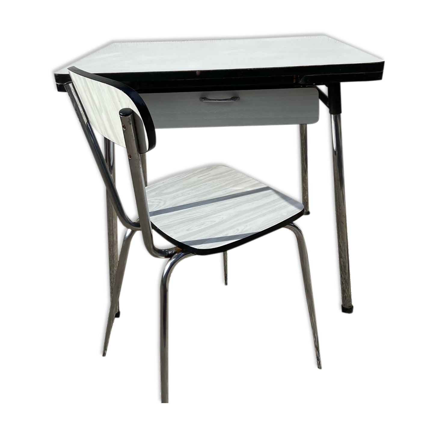 White formica table with chair
