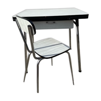 White formica table with chair