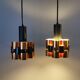 2 suspensions en métal noir et cuivre par Werner Schou pour Coronell Elektro, années 1960-1970