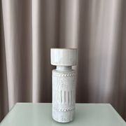 Vase / porte-bougie en céramique vintage d'Allemagne de l'Ouest – relief ivoire – années 1970