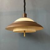 Brown and beige mid-century Dijkstra space age pendant lamp