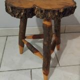 Vintage brutalist wooden stool