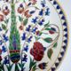 Enamelled plate Keramik decoration of ibiscus, cloisonné enamels, thick, Rhodes Greece