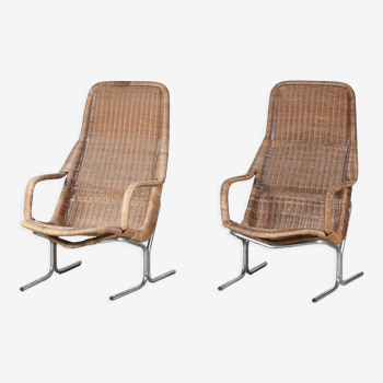 Paire de chaises longues, années 1970, par Dirk van Sliedregt pour Rohé, Pays-Bas