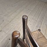 Pair of rustic country mountain straw chairs, old 1950s