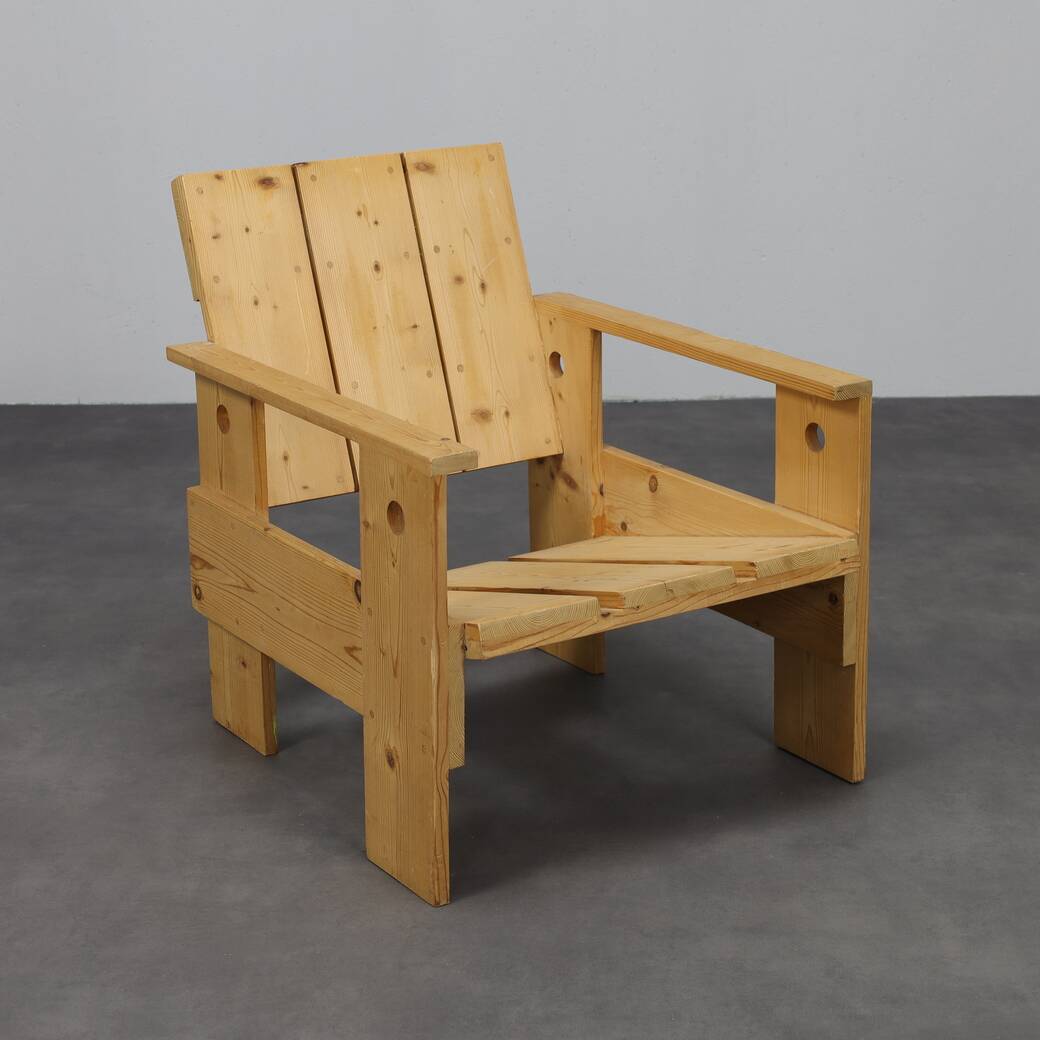 Crate lounge chair, in the style of Gerrit Rietveld, 1980s