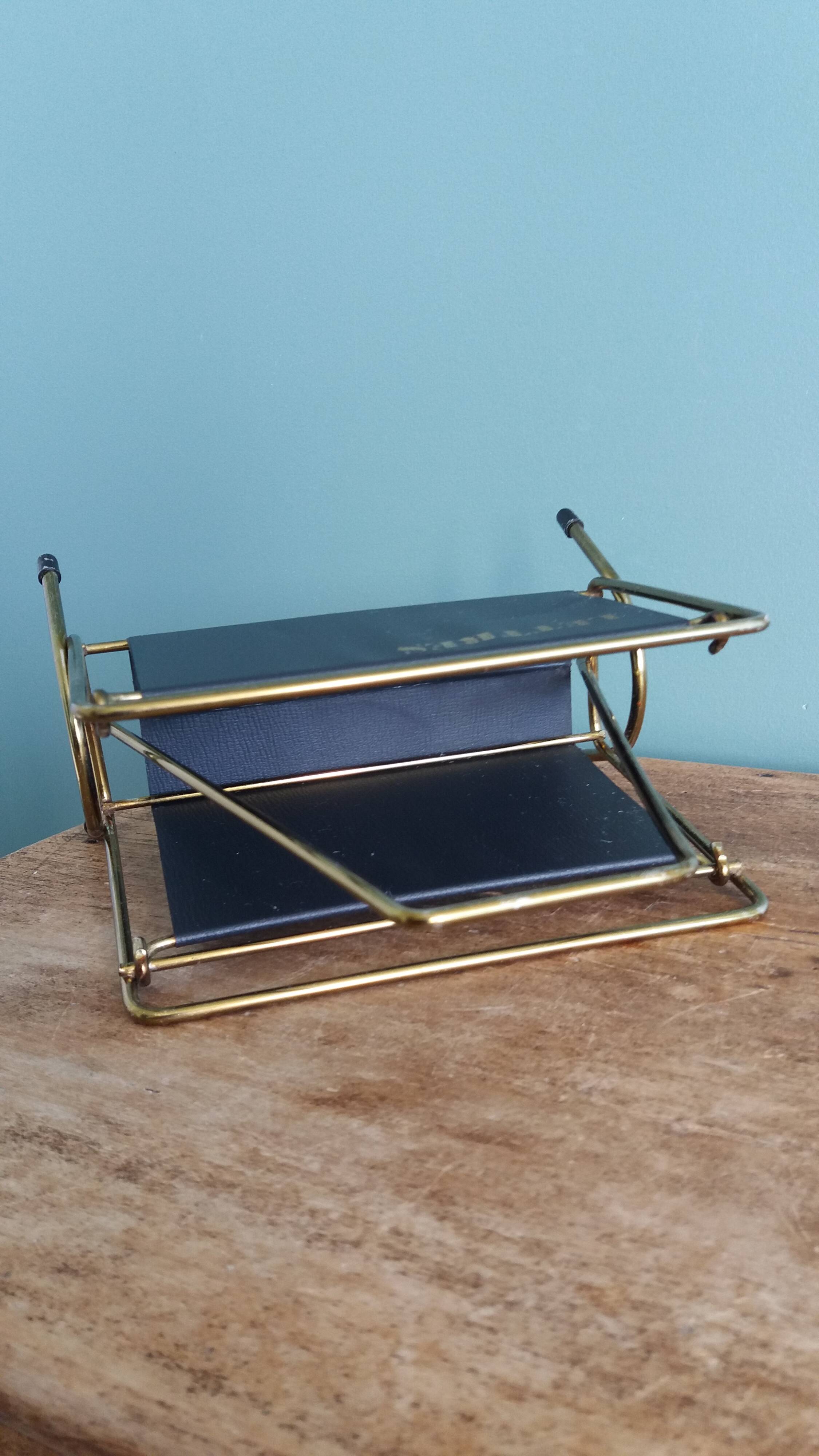 Modernist letter holder mail holder magazine rack style Jacques Adnet