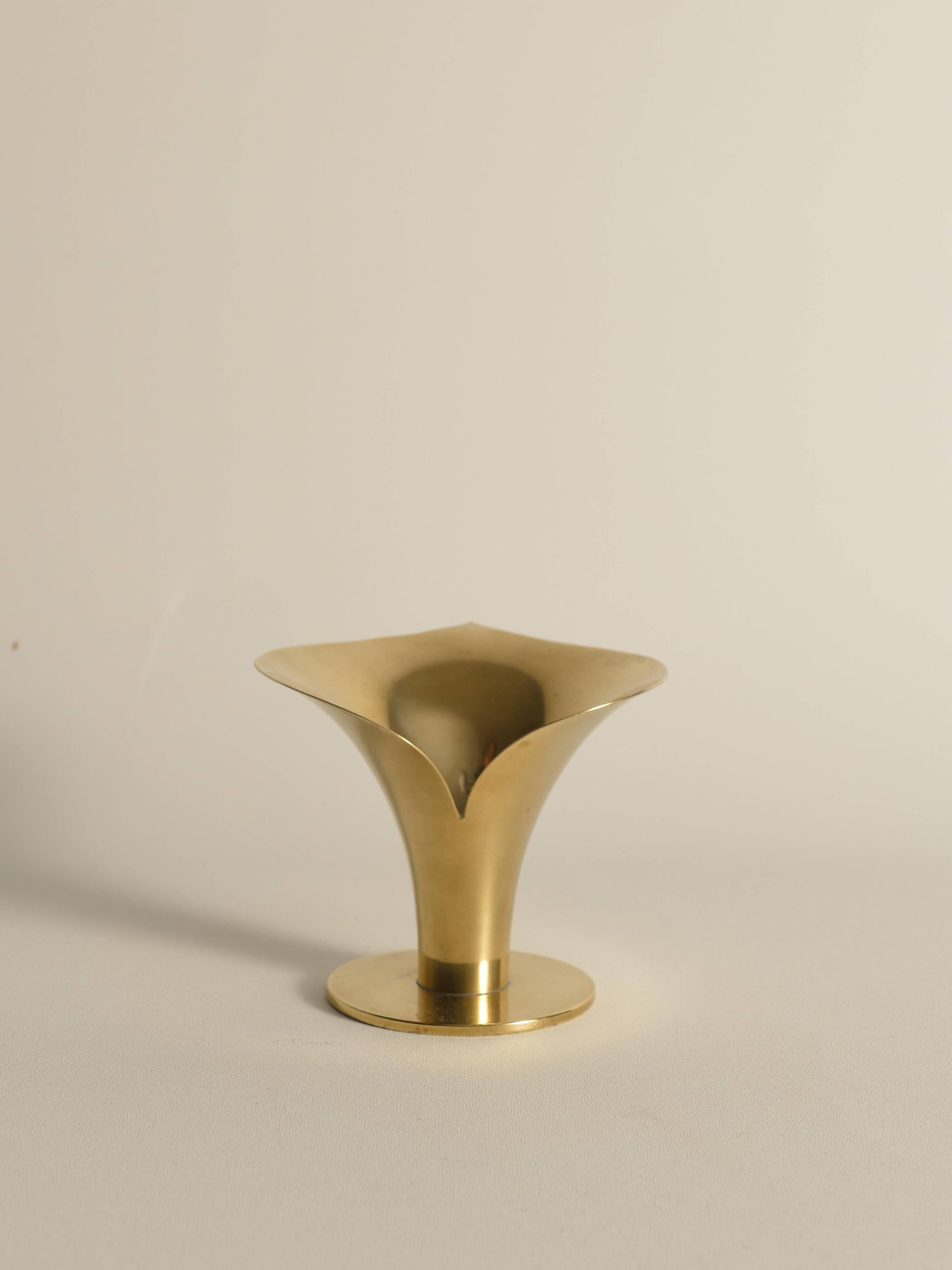 Art Deco Brass Calla Lily Candle Holder by Carl-Einar Borgström for Ystad-Metall