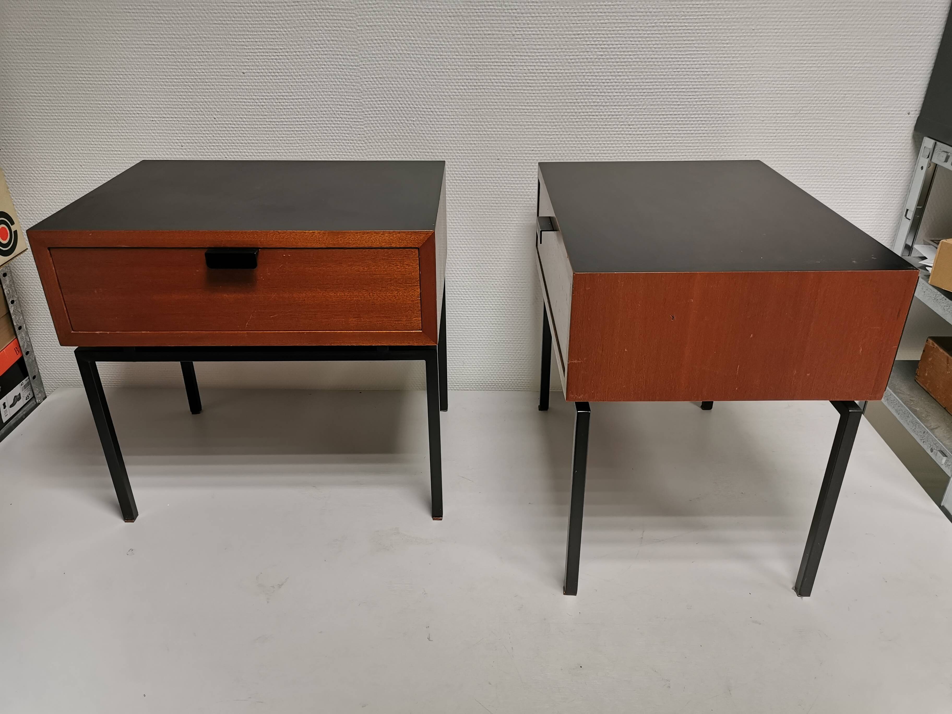 Pair of bedside tables / vintage sofa end, design 50s 60s
