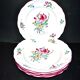 Série de 6 assiettes plates en faïence de Lunéville Keller&Guérin modèle fleuri polychrome Réverbère