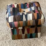 Pouf /coffre ou Ottoman « Arlequin » cuir  1970