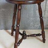 Vintage turned solid wood tripod stool