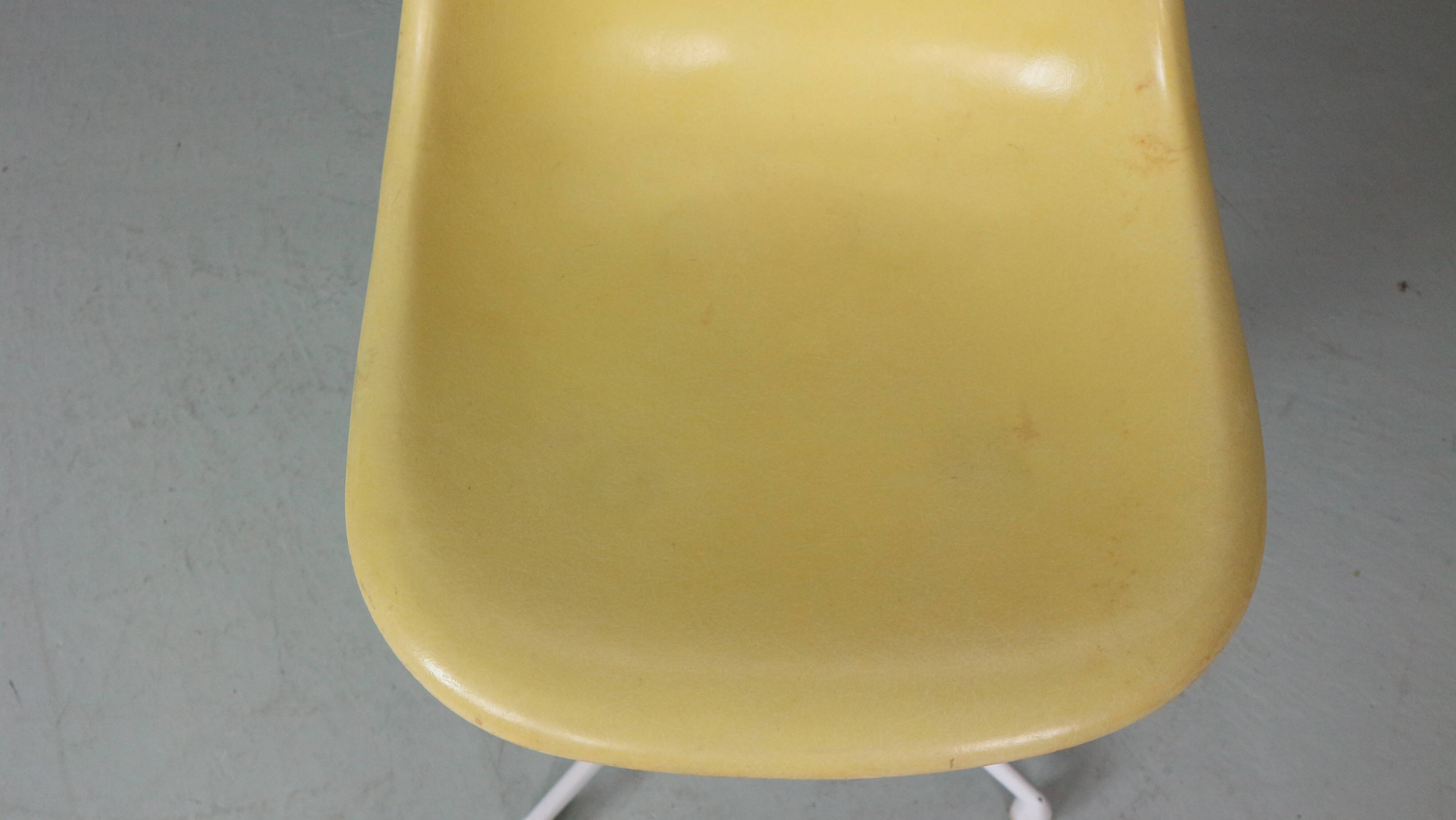 Charles & Ray Eames "La Fonda" Light Yellow Fiberglass Chairs Herman Miller