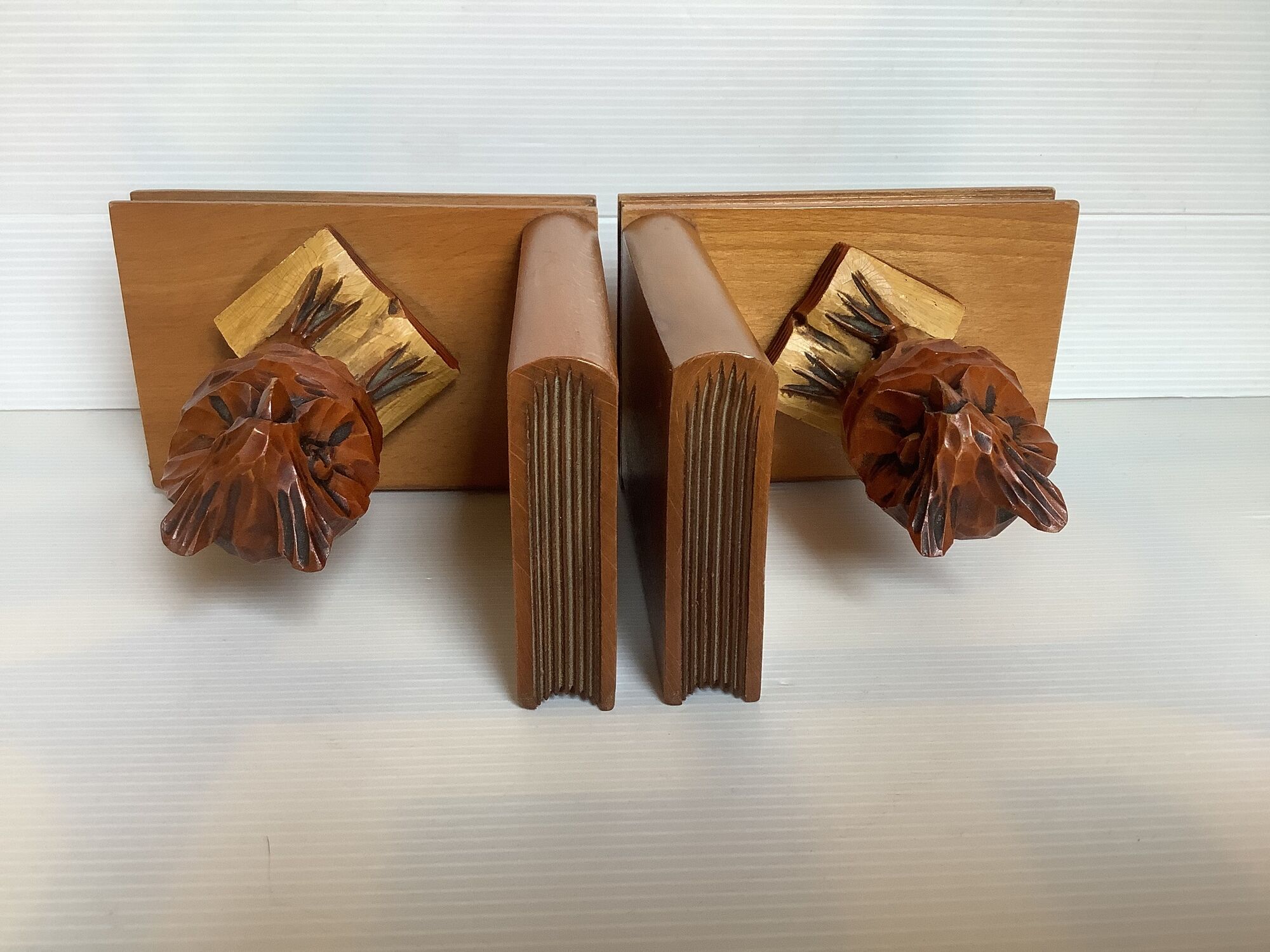 Pair of bookends owls wooden owls