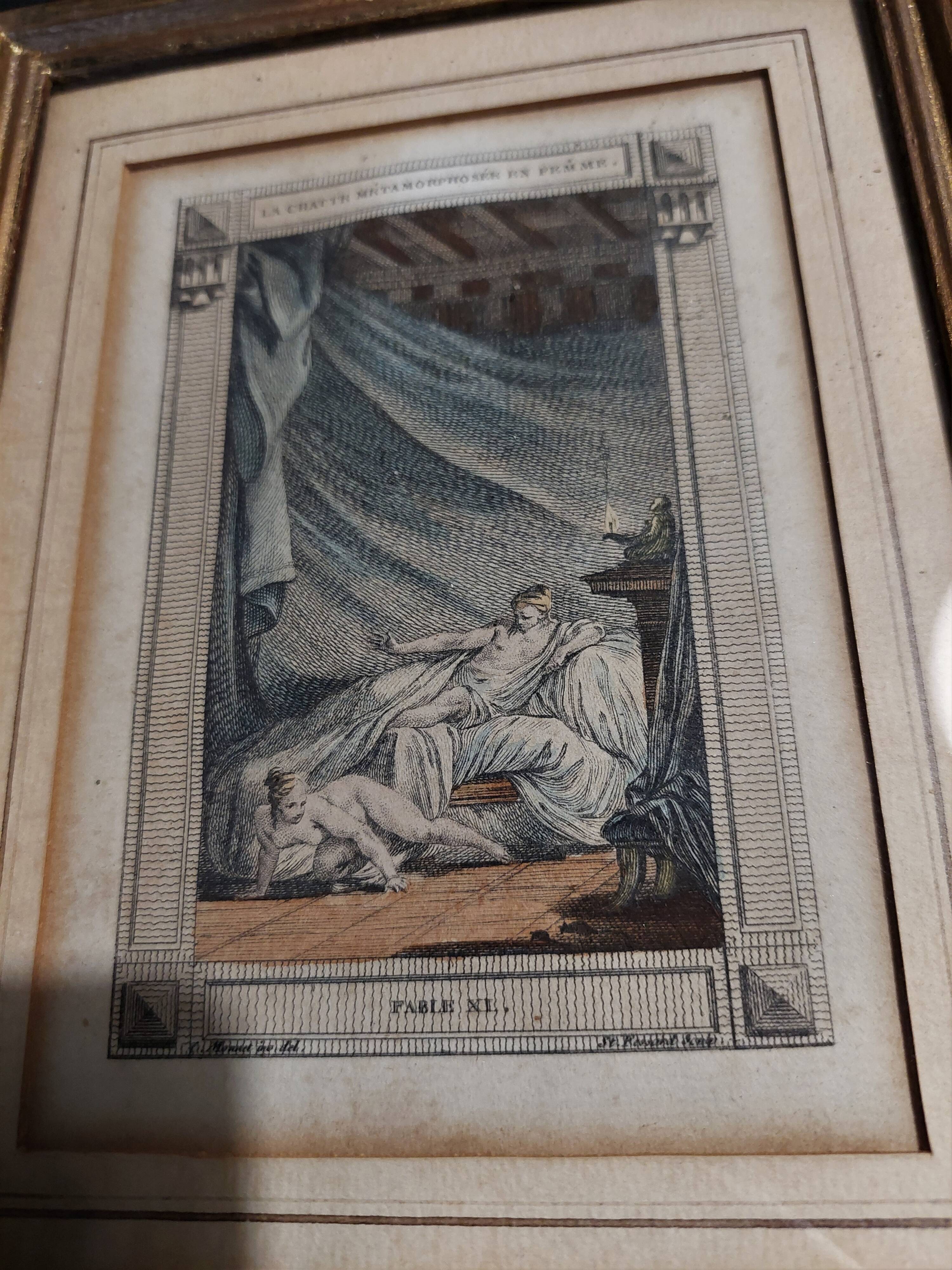 Engraving of the cat transformed into a woman at the beginning of the 20th century