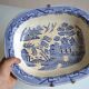 English earthenware dish 19th Staffordshire willow pattern decoration