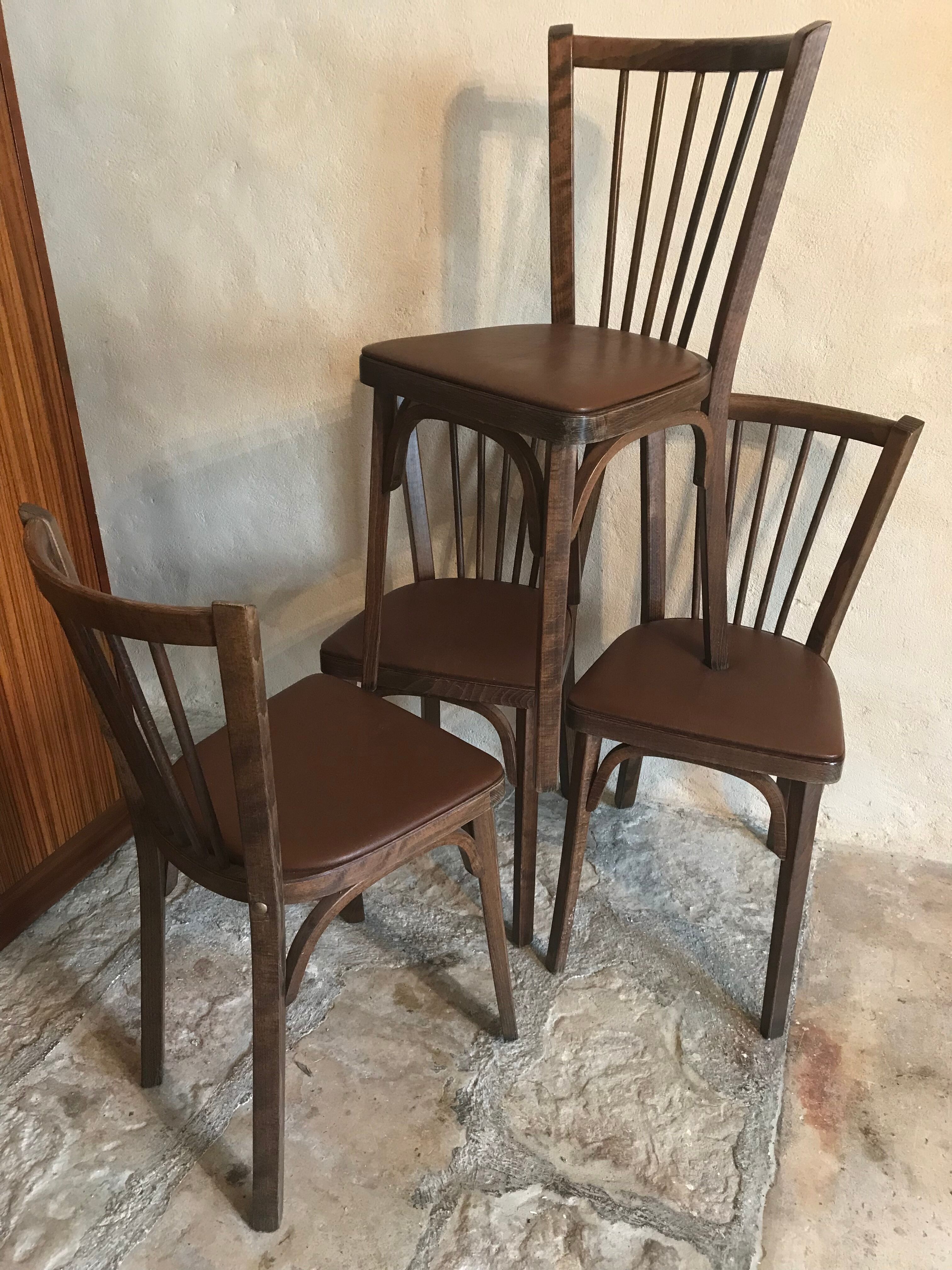 Set of 4 chairs bistrot baumann vintage midcentury