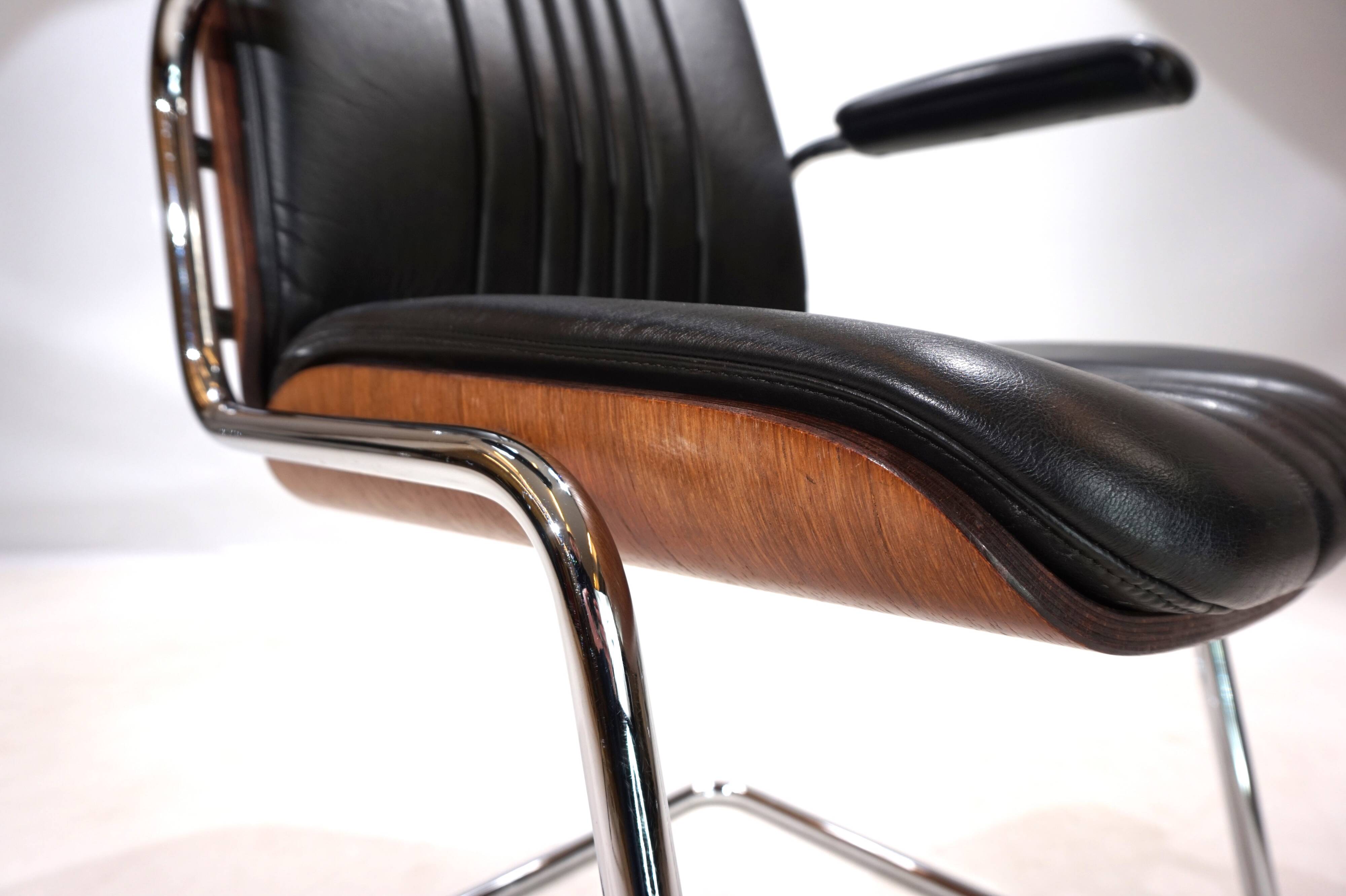 Set of 4 Martin Stoll Leather Dining/Conference Chairs by Professor Karl Dittert