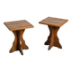 Pair of solid pine side tables, French Alps, circa 1970.