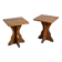 Pair of solid pine side tables, French Alps, circa 1970.