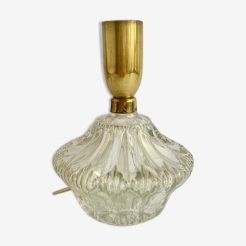 Pied de lampe en verre et laiton, années 1960