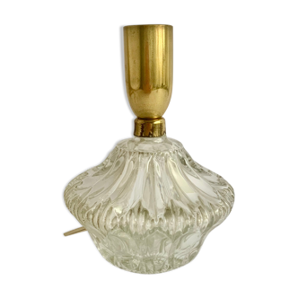 Pied de lampe en verre et laiton, années 1960