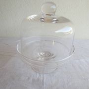 Old glass cake dome on a stand